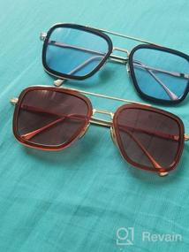 img 5 attached to Tony Stark Sunglasses: Vintage Square Metal Frame For Men & Women - Iron Man & Spider-Man Sun Glasses