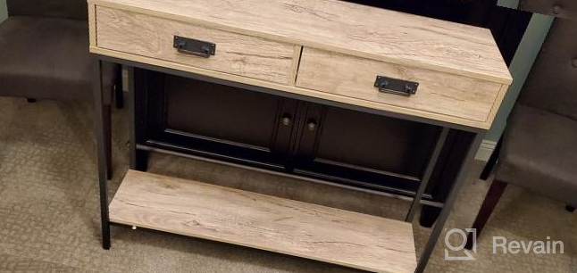 img 1 attached to Modern Oak Wood Console Table With Drawers And Shelf - Ideal For Hallways, Living Rooms And Entryways! review by Brent Dietrich