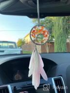img 1 attached to Pink And White Feather Dream Catcher Car Charm With Crystal Beads review by Dnasty Julius