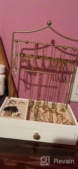 img 1 attached to Multi-Functional Jewelry Holder With Drawer For Necklaces, Rings, Bracelets, And Watches - Teamkio Jewelry Organizer And Stand review by Stephen Hobbs