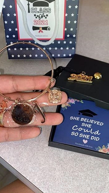 img 1 attached to Inspirational Graduation Gifts Bracelet - Hidepoo She Believed She Could So She Did Bangle 🎓 Charm Bracelet with Engraved Inspirational Compass Initial Charm - Perfect Friendship Graduation Gifts for Her 2021 review by Kristen Carter