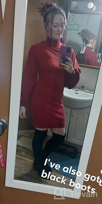 img 1 attached to EXLURA Women'S Mock Neck Ribbed Long Sleeve Mini Sweater Dress - Cute & Bodycon Pullover review by Dan Cramer