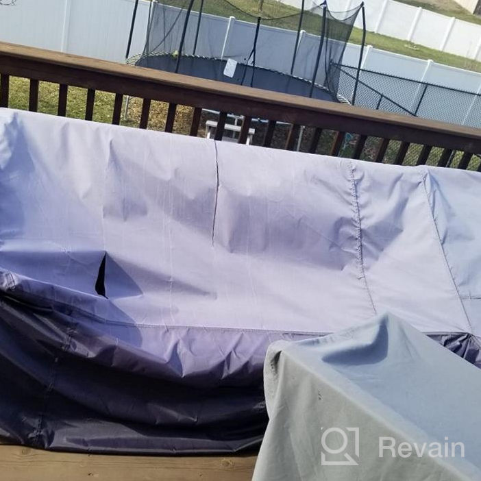 img 1 attached to Heavy Duty Waterproof L-Shaped Outdoor Sectional Sofa Cover - 6 Windproof Straps, Air Vent & ClawsCover - 83"L/104"Lx 32"Dx31"H (Left Facing) review by Steve Stone