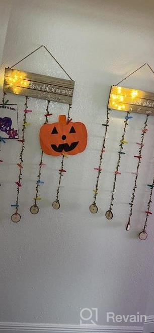 img 1 attached to 🎨 Hanging Artwork Display for Kids: Look What I Made Sign with 20 Clips and Remote Fairy Lights review by Scott Pentapati