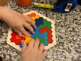 img 6 attached to Деревянная головоломка с шестигранной головкой - игрушка-головоломка для детей и взрослых, фигурные блоки Tangram, игры IQ для образования STEM Монтессори - идеальный подарок для мальчиков и девочек (коричневый)