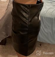 img 1 attached to Milumia Women'S Chic PU Leather Asymmetrical Tulip Hem Skirt With Ruched Wrap Detail review by James Hardin