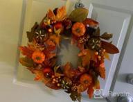 img 1 attached to 20" Autumn Fall Wreath With Pumpkin, Pinecone, Cotton Boll, Berries - Maple Leaves Harvest Decoration For Thanksgiving And Door Decor review by Robert Olguin