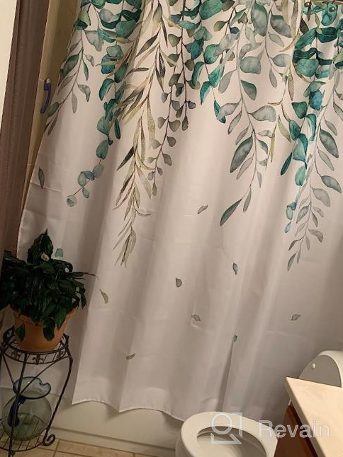 img 1 attached to Transform Your Bathroom With LIVILAN'S Green Leaf Eucalyptus Shower Curtain, Watercolor Sage Leaves Botanical Design, 72X72 Inches With 12 Hooks Included review by Charlie Powell