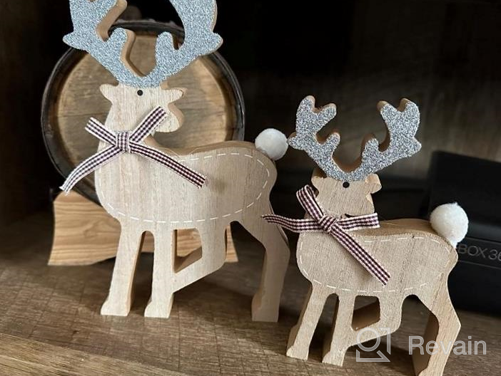 img 1 attached to OYATON Christmas Wooden Signs Table Decor Set With Glitter - Small Wood Joy To The World And Merry Christmas Sign For Christmas Table Top, Shelf, Tiered Tray, Mantel ,Home Decorations Indoor review by Kelly Tucker