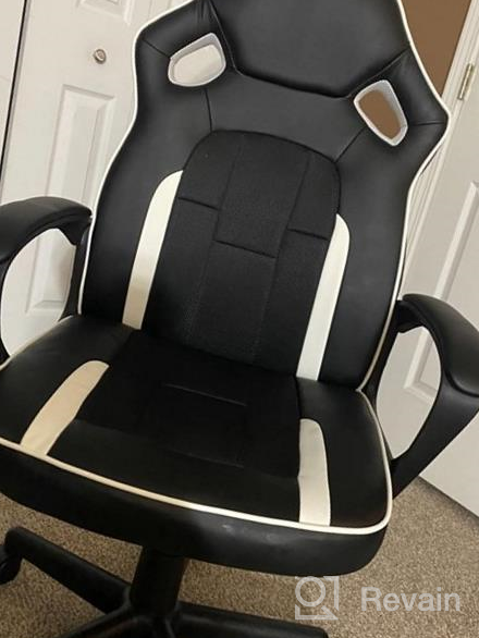 img 1 attached to JUMMICO Gaming Chair Ergonomic Executive Office Desk Chair High Back Leather Swivel Computer Racing Chair With Lumbar Support (White) review by Jason Yancy