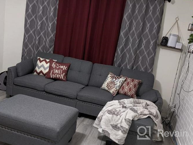 img 1 attached to HONBAY Reversible Sectional Sofa Couch Set L-Shaped Living Room Furniture 4 Seater With Storage Ottoman For Small Apartment, Dark Grey (Sectional+Tray Ottoman) review by Daniel Roe