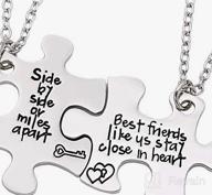 img 1 attached to 💕 Best Friends Necklaces Set of 2 - Side by Side or Miles Apart BFF Friendship Matching Puzzle Necklace for Women and Teen Girls - Long Distance Friendship Gifts review by Angela Anderson