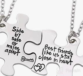 img 5 attached to 💕 Best Friends Necklaces Set of 2 - Side by Side or Miles Apart BFF Friendship Matching Puzzle Necklace for Women and Teen Girls - Long Distance Friendship Gifts