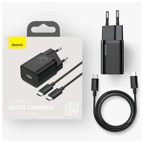 img 4 attached to BASEUS Super Si USB-C phone charger + Type-C-Type-C cable, 3A, 25W, black