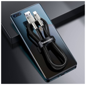 img 4 attached to Baseus Cafule Series Metal Data USB Cable - USB Type C Cable 66W 25cm Black (CATJK-01)
