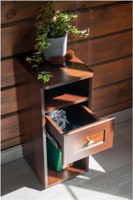 img 4 attached to Hesby bedside table with drawer Nightstand 9 chocolate walnut