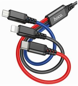 img 4 attached to Кабель 3-в-1 Hoco X76 Super зарядный провод/Super charging cable(iP Type-C Micro) black/red/blue