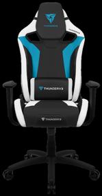 img 4 attached to 💺 ThunderX3 XC3 Gaming Chair - Azure Blue Faux Leather/Textile Upholstery