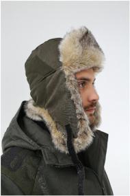img 4 attached to Hat with earflaps winter KATRAN alpha (Iceland, khaki), Dark khaki, Size: 59-60