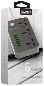 img 4 attached to Surge protector LDNIO SC3604, 3 sockets, C/C, 10A / 2500 W grey/black 2 m