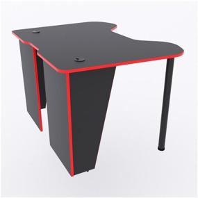 img 3 attached to Gaming computer table "Stark" with PC stand, 120x90x75 cm, black with red edge