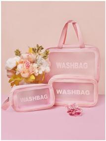 img 4 attached to Toiletry Bag Waterproof Washbag Bag with Handle Organizer Toiletry Bag for Pool Shower Maternity Home, Pink 22*8*12cm