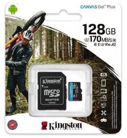 img 2 attached to Kingston Canvas Go! Plus microSDXC 128 GB Class 10, V30, A2, UHS-I U3, R/W 170/90 MB/s, SD adapter