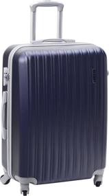 img 3 attached to Qualitative suitcase Tevin dark blue plastic on 4 wheels shockproof 0009, size M, 56 l