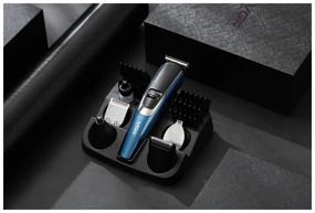 img 1 attached to Professional Machine, Razor, Trimmer, V-172 /5 in 1/Battery/9 Trimmer, Nose Trimmer, Razor/Stand/Color: Black and Blue