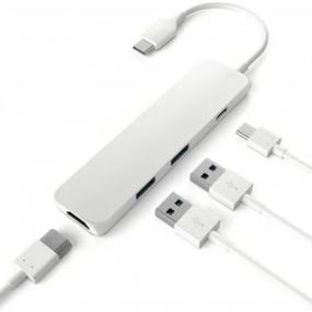 img 1 attached to Satechi Slim Aluminum Type-C Multi-Port Adapter 4K USB Hub, 4 Connectors, Silver