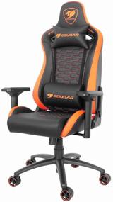 img 4 attached to 🪑 COUGAR Outrider S Gaming Chair - Imitation Leather Upholstery - Black/Orange Color