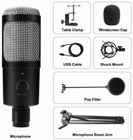 img 1 attached to HSD-21 USB Condenser Microphone Recording Mic with Stand and Ring Light for PC, Karaoke, Broadcast, Youtube