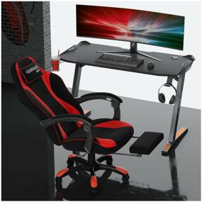 img 3 attached to 💺 Chairman Game 35 - Gaming Computer Chair with Retractable Footrest, Black/Red (Fabric)