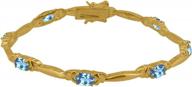maulijewels браслеты для женщин 4,05 карат овальной формы синий топаз 7,5 " драгоценный камень браслет из семи камней для женщин с закрепкой из желтого золота 925 пробы серебряный драгоценный камень свадебная коллекция ювелирных изделий логотип