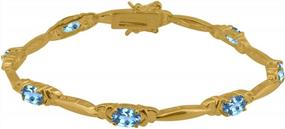 img 4 attached to MauliJewels Bracelets For Women 4.05 Carat Oval Shape Blue Topaz 7.5" Gemstone Seven Stone Bracelet For Women'S Prong-Setting Yellow Gold Plated 925 Sterling Silver Gemstone Wedding Jewelry Collection