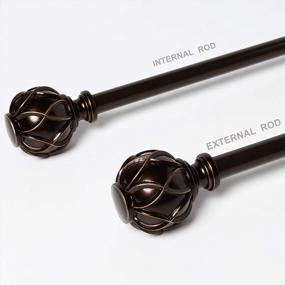 img 3 attached to QITERI 28-48 Inch Curtain Rods 2 Pack, Antique Bronze With Netted Texture Finials