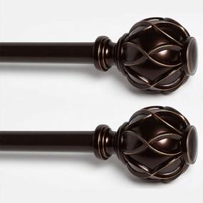 img 4 attached to QITERI 28-48 Inch Curtain Rods 2 Pack, Antique Bronze With Netted Texture Finials