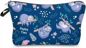 img 4 attached to Blue Sloth 52032 LOOMILOO Cosmetic Bag: Roomy, Water Resistant Makeup & Toiletry Organizer For Women - Cute Gifts!