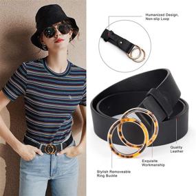 img 3 attached to Fashion Double Circle Buckle Leather Women's Accessories ~ Belts