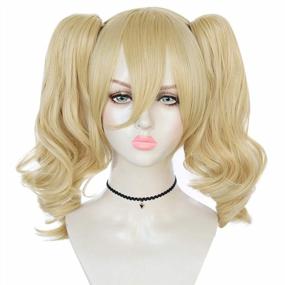 img 4 attached to Women'S Blonde Wavy Synthetic Cosplay Wig With Ponytails, Bangs & Pigtails For Halloween, Comic Con & Christmas Parties