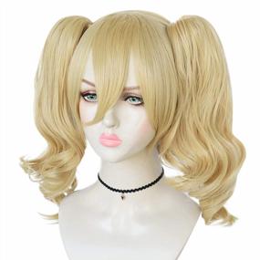 img 2 attached to Women'S Blonde Wavy Synthetic Cosplay Wig With Ponytails, Bangs & Pigtails For Halloween, Comic Con & Christmas Parties