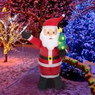 kintness 8 ft christmas inflatables santa with tree air blown led lights decor home indoor outdoor yard lawn decoration logo