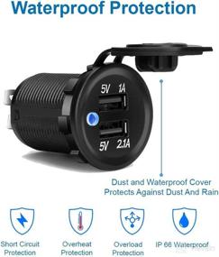 img 2 attached to MMOBIEL Universal Waterproof Dual USB Charger: 🔌 Blue LED Indicator, High-powered 12V-24V Output, 5V 2.1A Charger