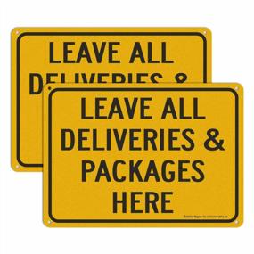 img 4 attached to Leave All Deliveries & Packages Here Sign: 10X7 Inch Rust-Free Aluminum Metal, Reflective, Fade/Weather Resistant, UV Protected For Indoor/Outdoor Use