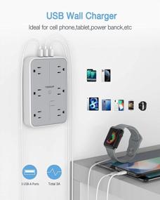 img 1 attached to TESSAN Multi Outlet Surge Protector With USB Charging Ports - 6 Electrical Outlets Expander, 1080 Joules, Ideal For Bathroom, Dorm Room, And Office Use