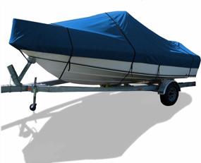 img 4 attached to SavvyCraft 13'6"Whaler Style Tri-Hull 600 Denier Сверхмощный устойчивый к ультрафиолетовому излучению чехол для хранения лодки - синий