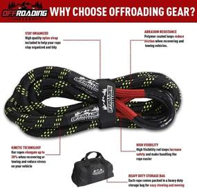 img 2 attached to 🚜 20'x7/8" Kinetic Recovery & Tow Rope (28,600 lbs) - Offroading Gear with Elastic Snatch Strap, Heavy Duty Loops, Ideal for Trucks, ATVs, and Jeeps