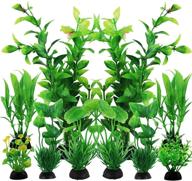 10-piece green fish tank decorations set: pietypet plastic plants for aquarium logo
