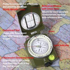 img 3 attached to Sportneer Military Lensatic Sighting Compass With Carry Bag - Waterproof Boy Scout Compass For Hiking, Camping, Hunting Outdoor Survival Tactical Backpacking Compact Handheld Navigation.