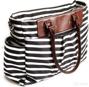 img 2 attached to 👝 Chic and Functional: PROCHEL Diaper Bag Tote Purse Messenger Crossbody Organizer in Black White Stripes